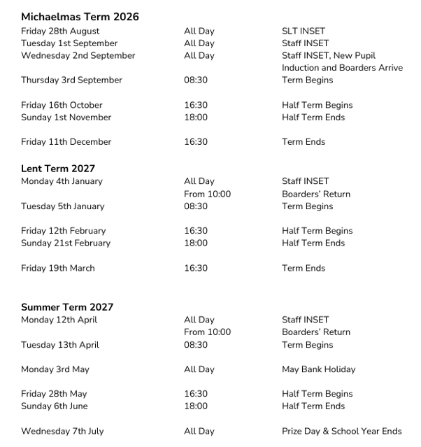 Term dates 2627 1